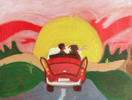 Driving into the Sunset by artist Rosalinda Peña